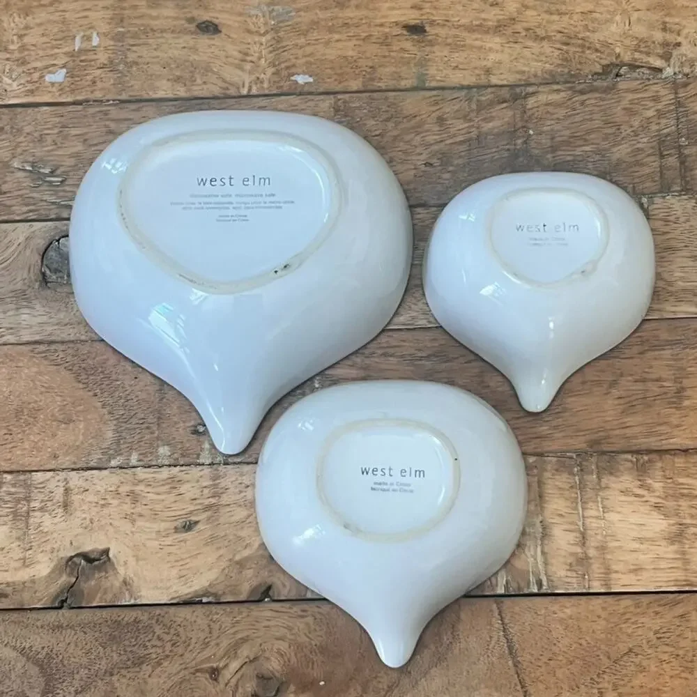 West Elm Set of 3 Ceramic Measuring Cups Red Yellow Orange 1 1/2 1/3 Cup
